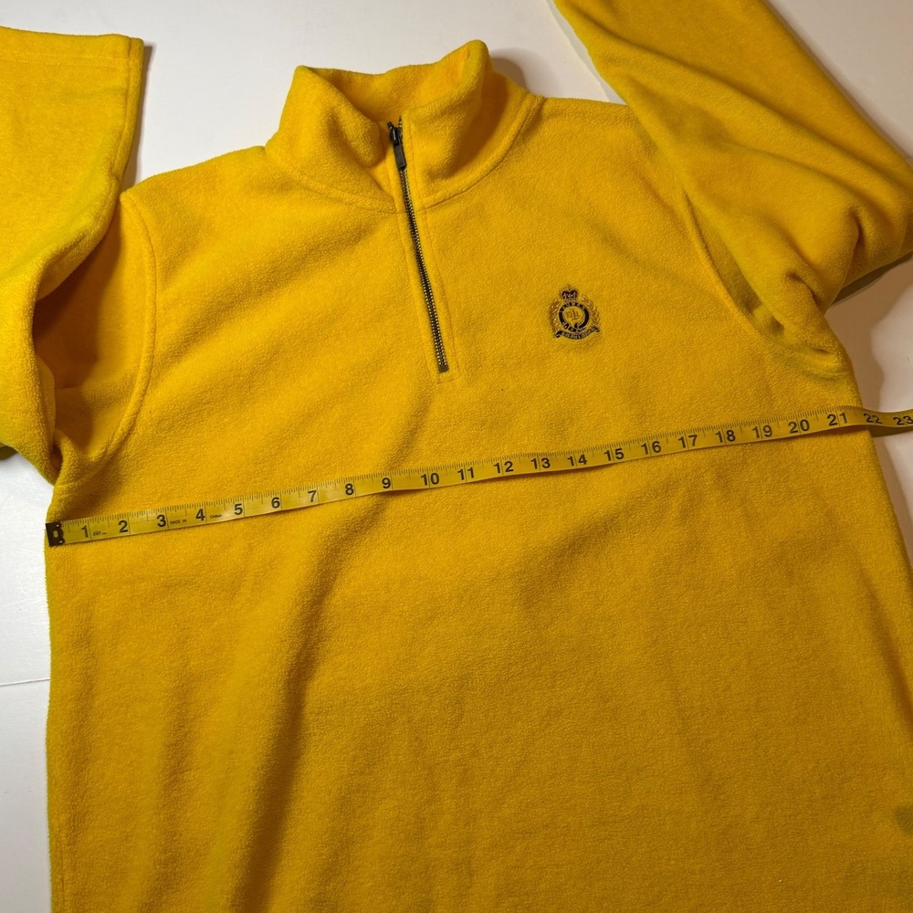 Vtg Lauren Ralph Lauren Yellow Fleece Quarter Zip Pullover Crest Logo Mens Large - Picture 8 of 9
